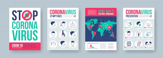 Cartel de coronavirus con elementos de infografía. nuevos banners de coronavirus 2019-ncov. concepto de peligrosa pandemia de covid-19.