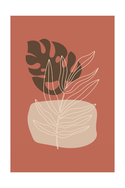 El cartel de decoración de la pared de la hoja de Monstera