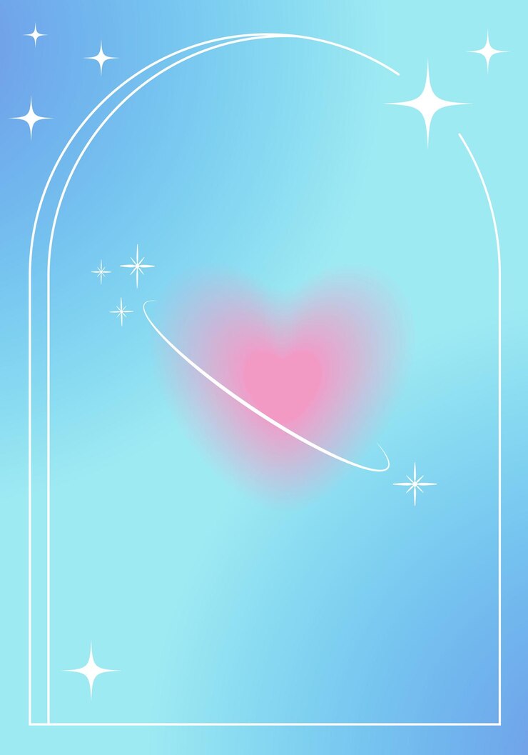 Vector cartel degradado azul con corazón borroso en estilo yk elegante banner web retro para el día de san valentín