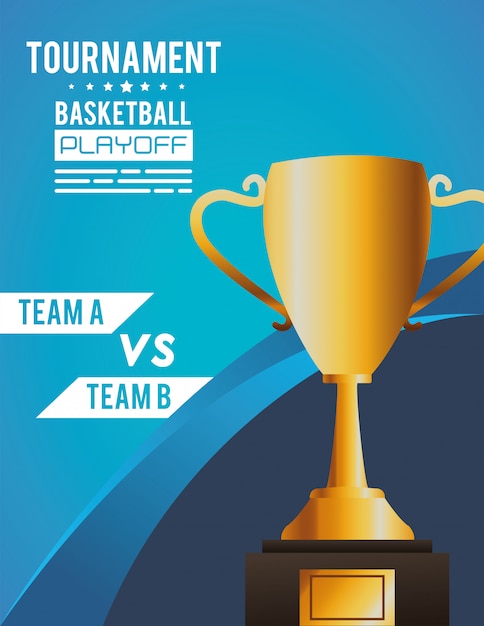 Vector cartel de deporte de baloncesto con trofeo de la copa