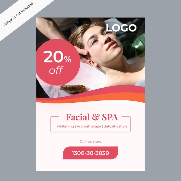 Vector cartel de descuento de spa de salón de belleza rojo naranja.