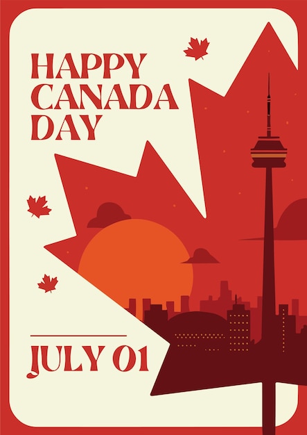 Vector un cartel para un día de canadá.