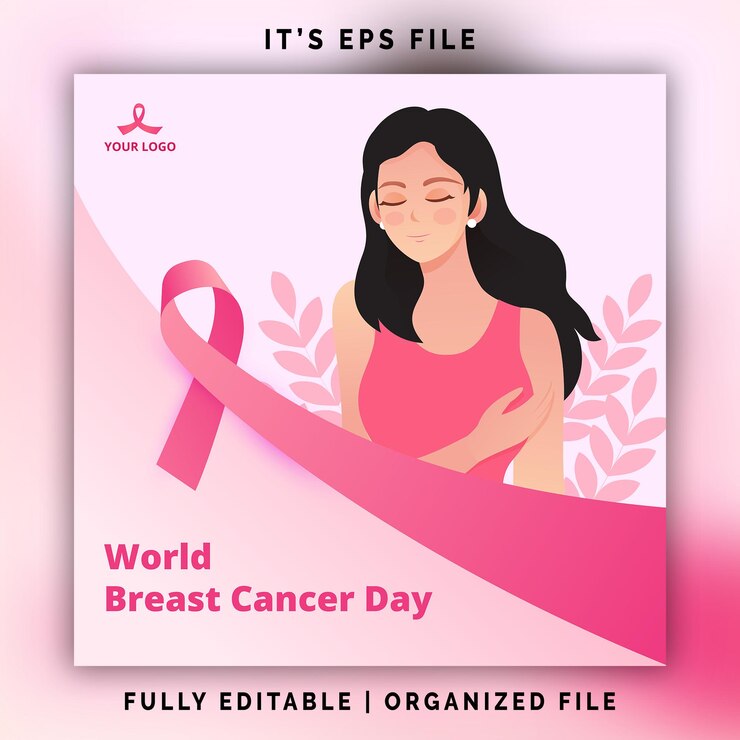 Cartel del día del cáncer de mama con cinta