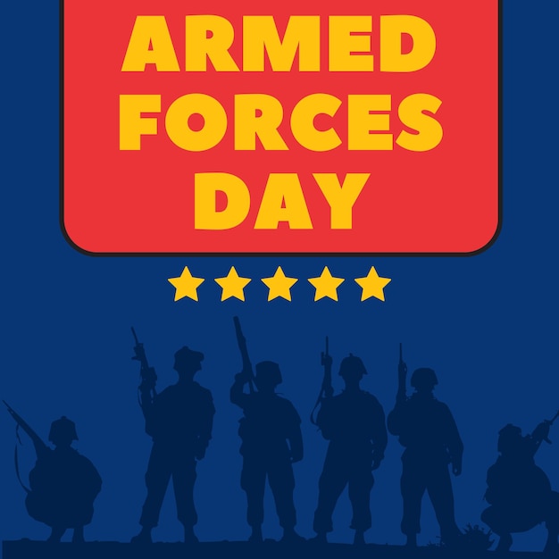 Un cartel para el día de las fuerzas armadas con un fondo rojo y las palabras día de las fuerzas armadas