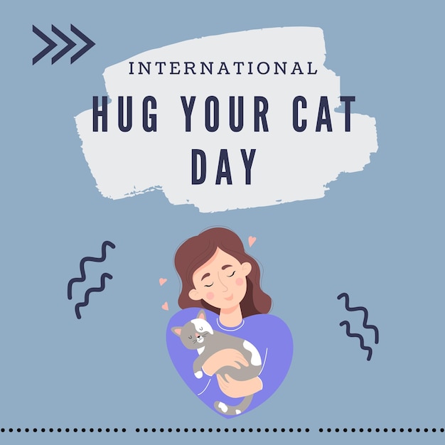 cartel del día internacional del abrazo a tu gato