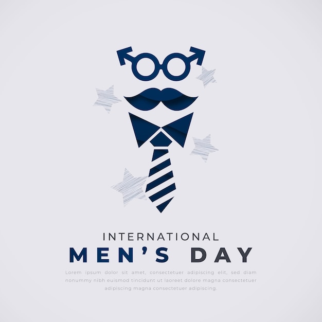 Cartel del Día Internacional de los Hombres Fondo en estilo de corte de papel Ilustración vectorial