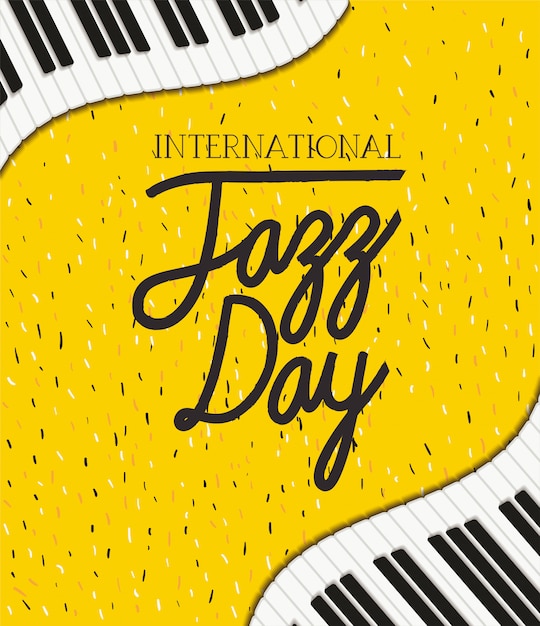 Vector cartel del día internacional del jazz con teclado de piano