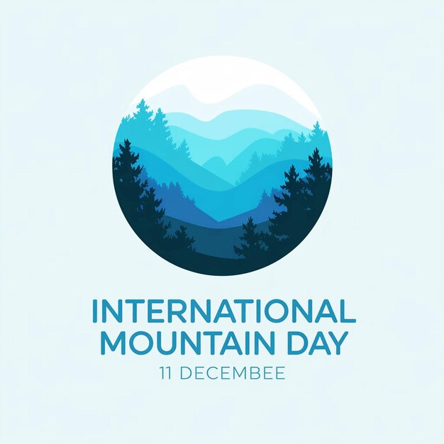 un cartel para el día internacional de las montañas con árboles y montañas