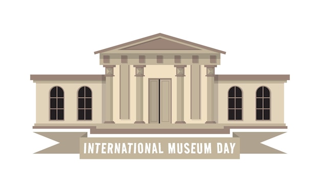 Cartel del Día Internacional de los Museos con el edificio del museo