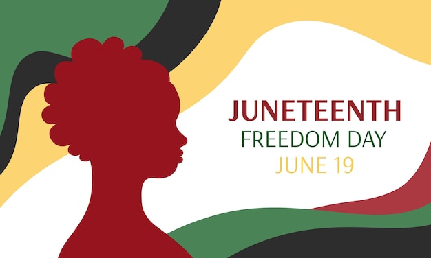 Cartel del día de la libertad de Juneteenth Silueta de persona afroamericana en perfil Ilustración vectorial