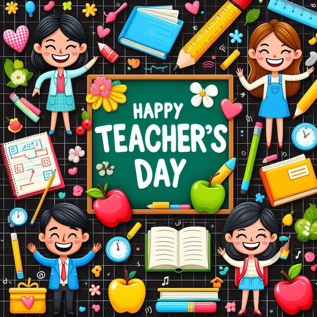 un cartel del día de los maestros con una imagen del día del maestro