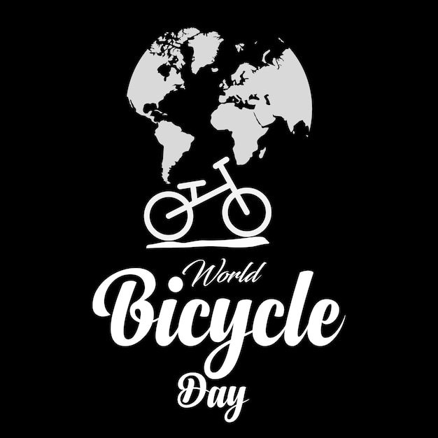 Un cartel para el día mundial de la bicicleta con un globo terráqueo.