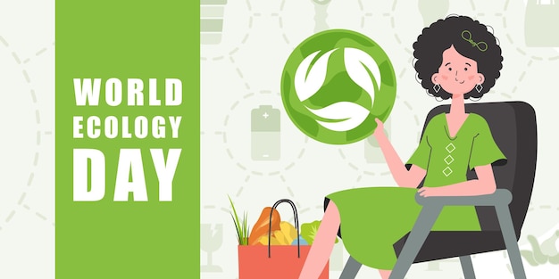 Cartel del día mundial de la ecología Estilo de moda plana Vector