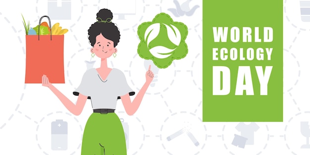 Cartel del día mundial de la ecología estilo moderno Ilustración en vector