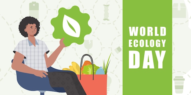 Cartel del día mundial de la ecología estilo moderno Ilustración de velo