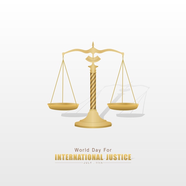Cartel para el Día Mundial de la Justicia Internacional celebrado anualmente el 17 de julio