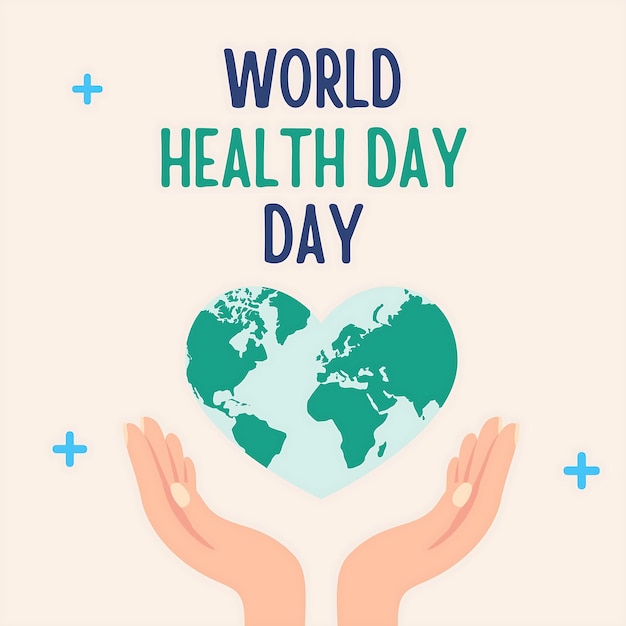 un cartel para el día mundial con manos sosteniendo un corazón verde y un cartel del día mundial