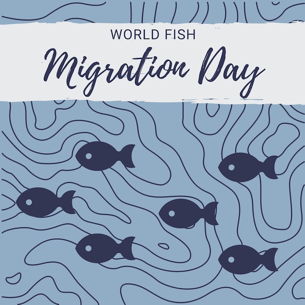 Un cartel para el día mundial de la migración de peces.