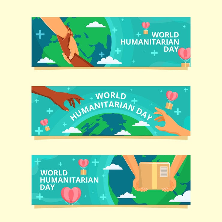 Vector un cartel para el día mundial del mundo con una mujer sosteniendo una caja con las manos del mundo