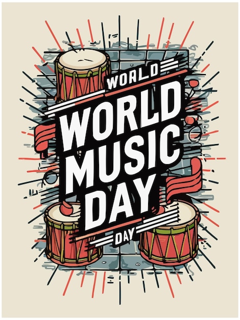 Vector un cartel para el día mundial de la música con una cita de la música mundial