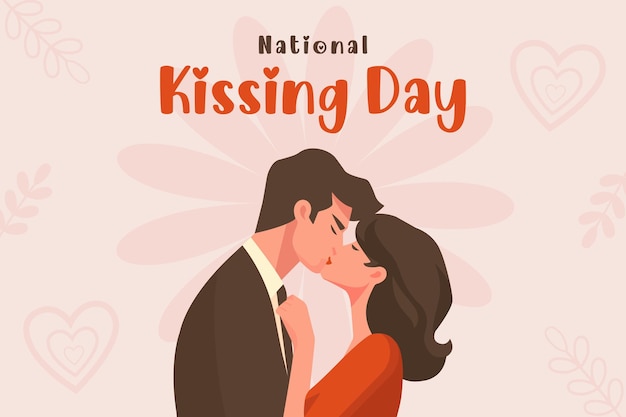 El cartel del Día Nacional del Beso Ilustración vectorial plana