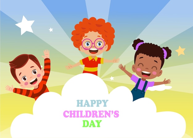 Vector un cartel para el día del niño con las palabras feliz día del niño.