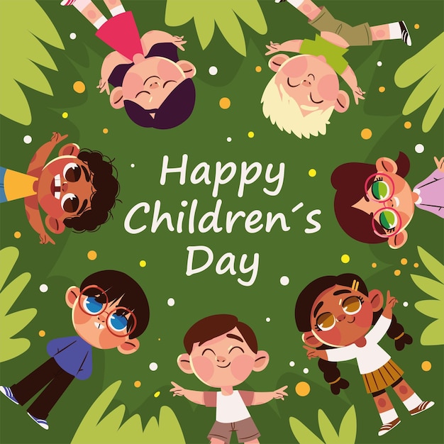 Cartel del día de los niños felices