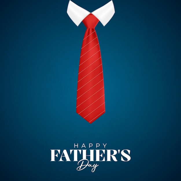un cartel para el día de los padres con una corbata roja y un fondo azul