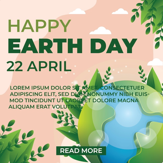 un cartel para el día de la Tierra con árboles y un fondo verde