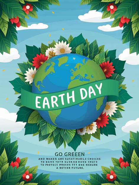 Un cartel para el día de la tierra con una cinta verde a su alrededor