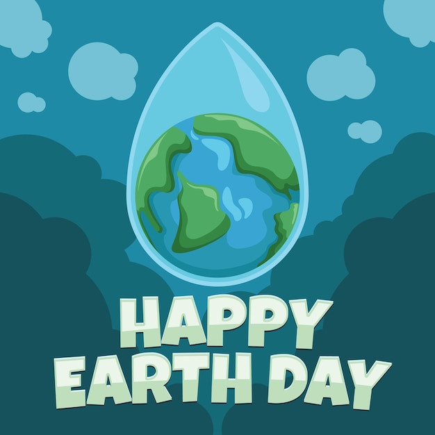 un cartel para el día de la Tierra con un planeta verde en el medio
