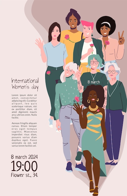 Vector un cartel dibujado a mano para el día de la mujer