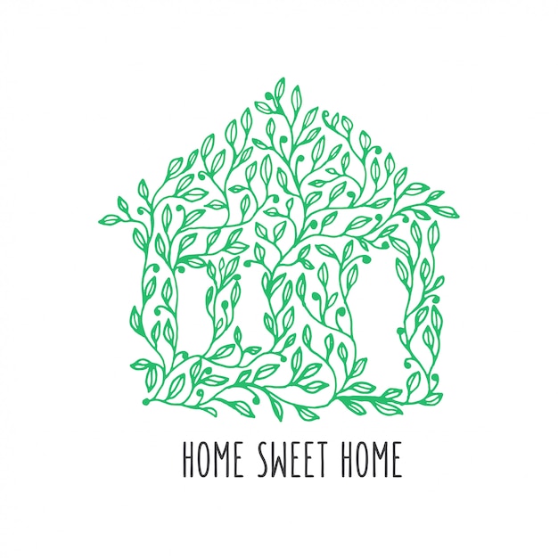 Cartel dibujado a mano hogar dulce hogar. ilustración vintage vector