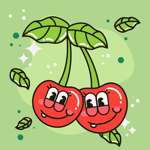 Cartel de dibujos animados de cerezas