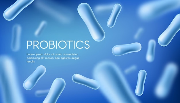 Cartel de digestión saludable de probióticos lacto bacterias.