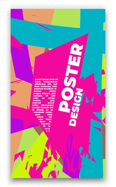 Vector un cartel con un diseño colorido en él y un fondo rosa