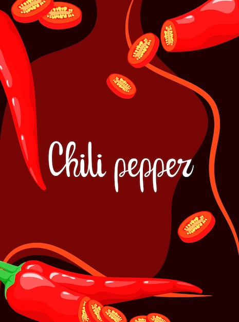 Cartel con diseño de dibujos animados de chile rojo