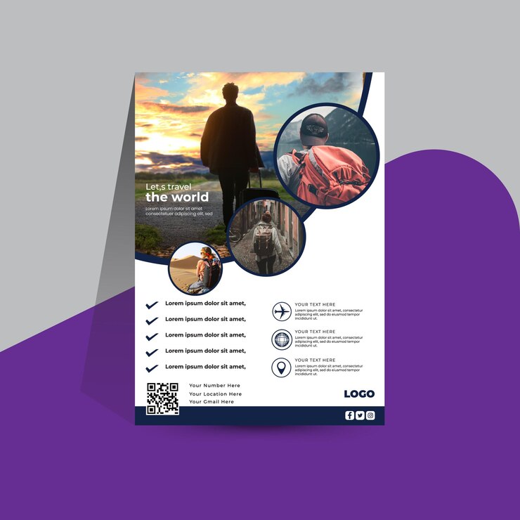 cartel para el diseño del folleto de viaje mundial
