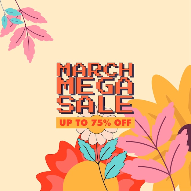 cartel de diseño de super venta de marzo