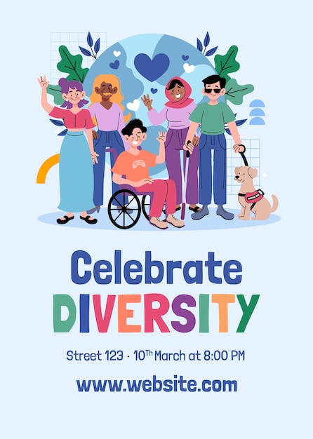 Cartel de diversidad en diseño dibujado a mano