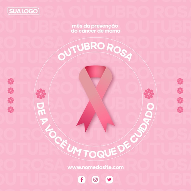 Vector cartel editable mes de concientización sobre el cáncer de mama outubro rosa