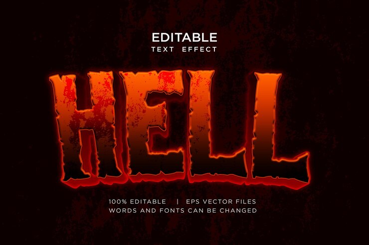 Vector cartel de efecto de texto editable del infierno