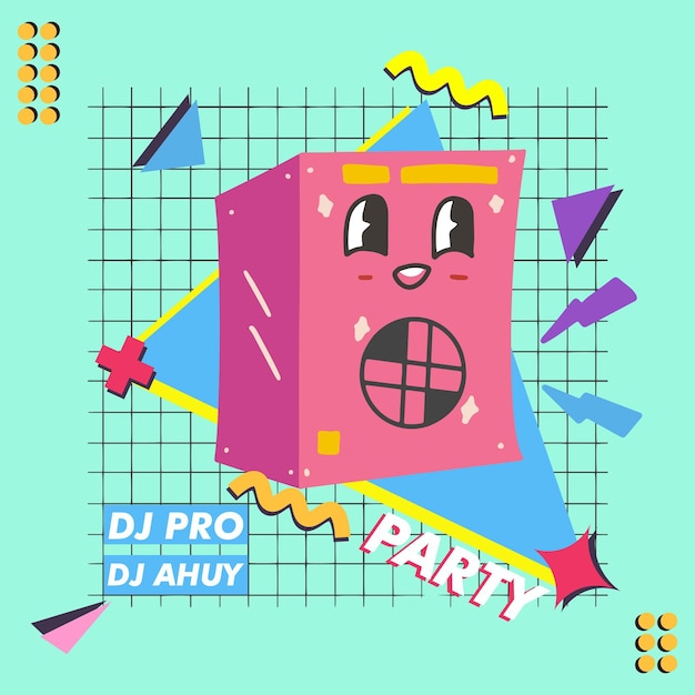 CARTEL DE ELEMENTO DE VECTOR DE DISEÑO DE FIESTA RETRO