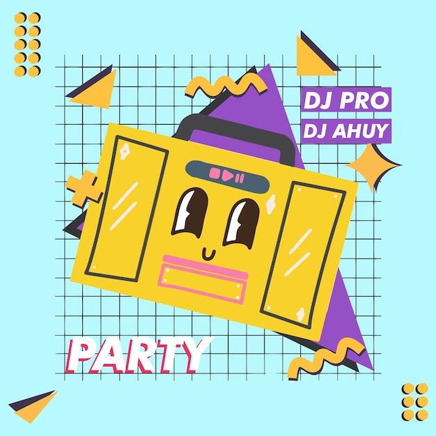 CARTEL DE ELEMENTO DE VECTOR DE DISEÑO DE FIESTA RETRO
