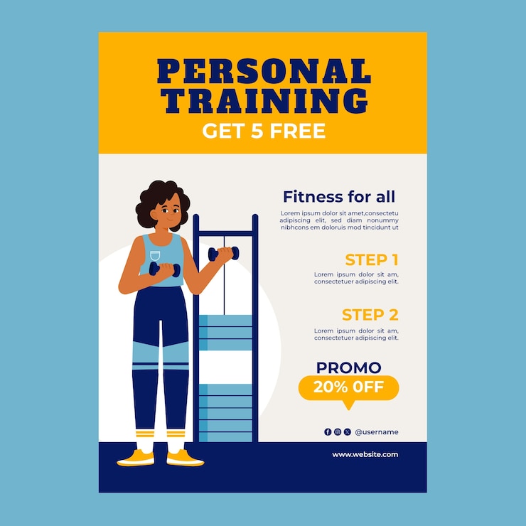 Vector cartel de entrenamiento de fitness dibujado a mano