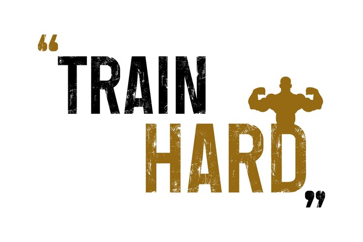 Vector un cartel para entrenar duro con la silueta de un hombre