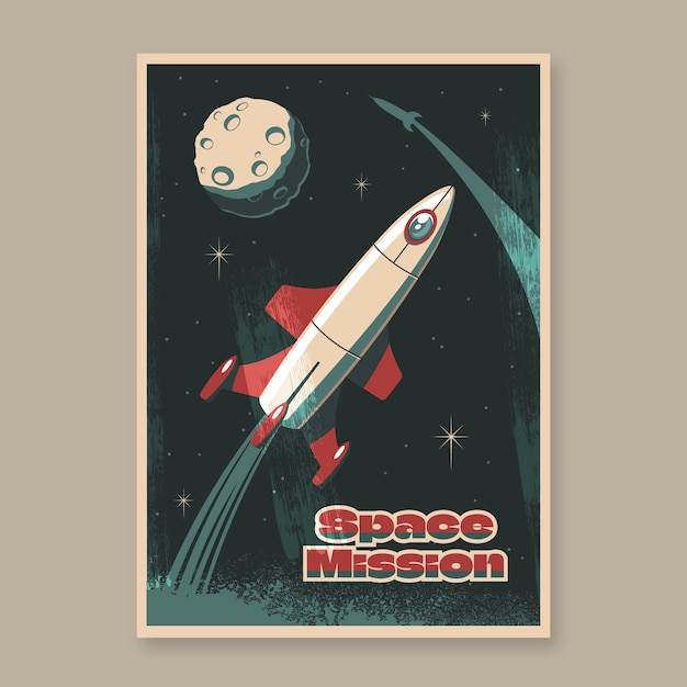 Vector cartel de espacio retro plano