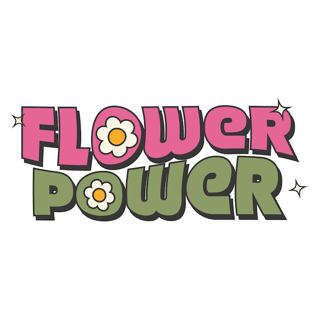 Cartel de estilo maravilloso Y2k con estampado de eslogan Flower power retro de los años 70