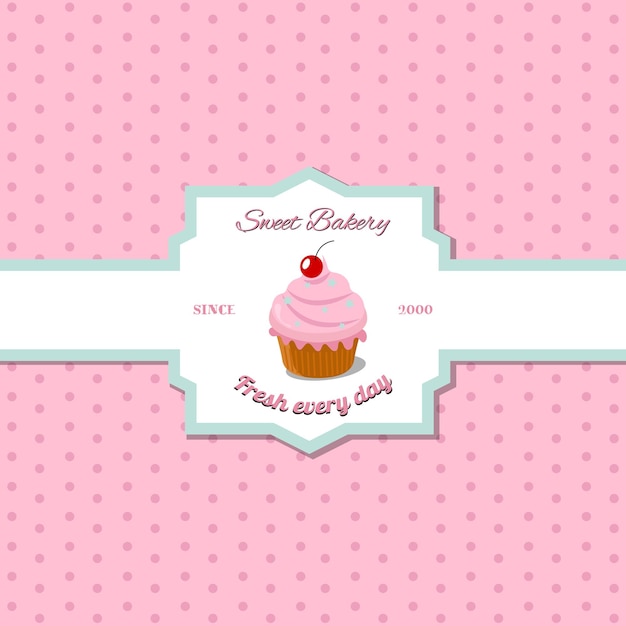 Cartel de etiqueta de cupcake delicioso en vector