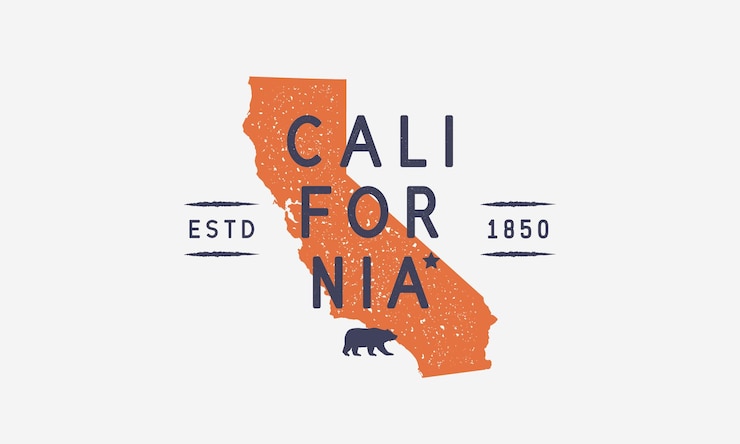 Vector el cartel de la etiqueta del logotipo del estado de california golden state